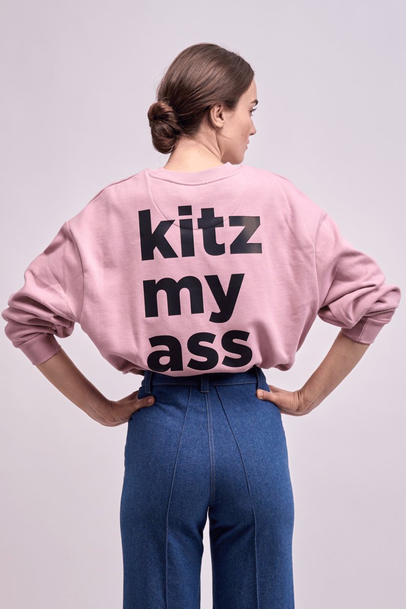 "kitz my ass" Bold Signature Crop Sweatshirt in Rosa