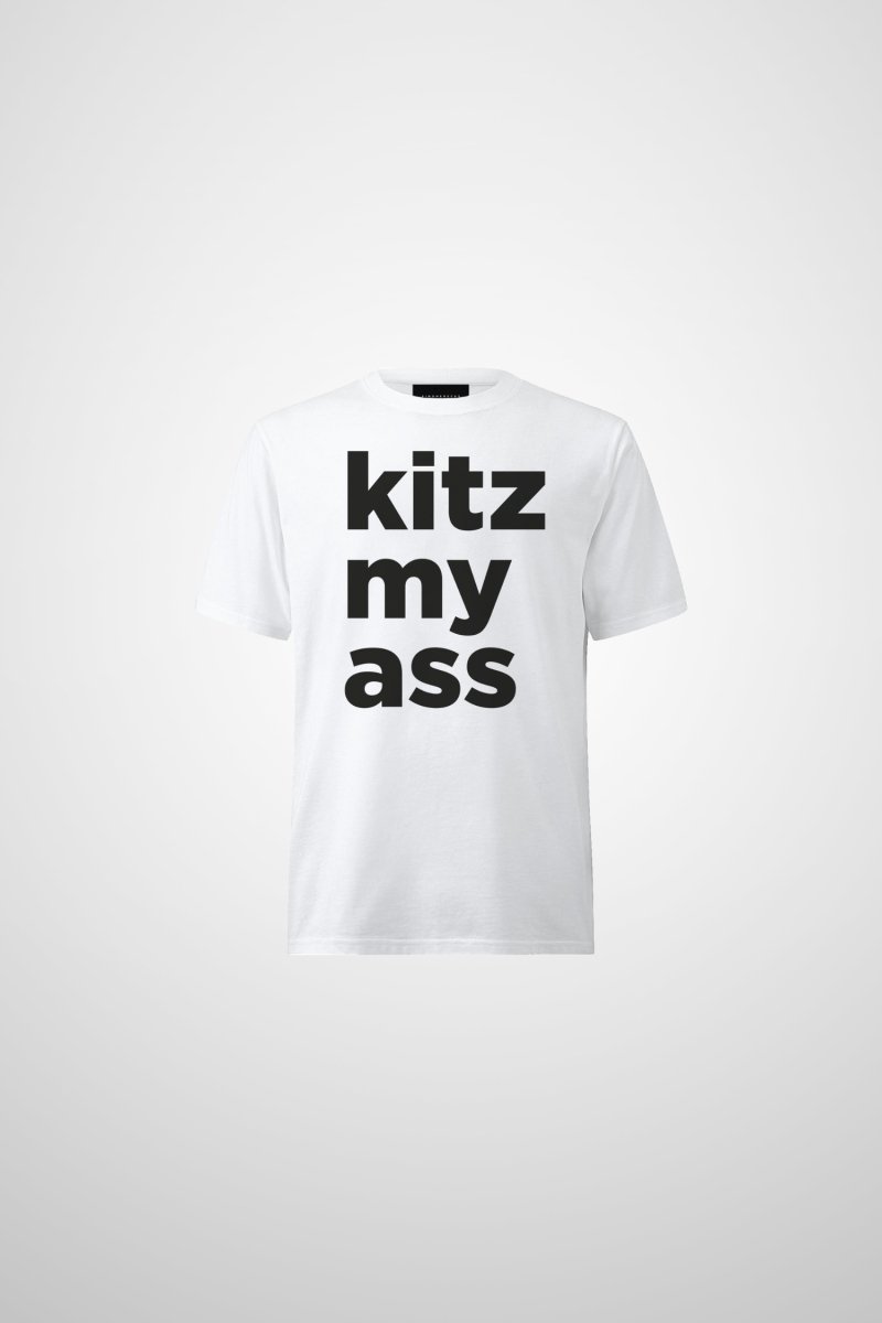 "kitz my ass" Bold Signature T-Shirt in Weiß
