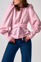 Bluse Leni mit Puffärmeln und breiter Manschette in rosa