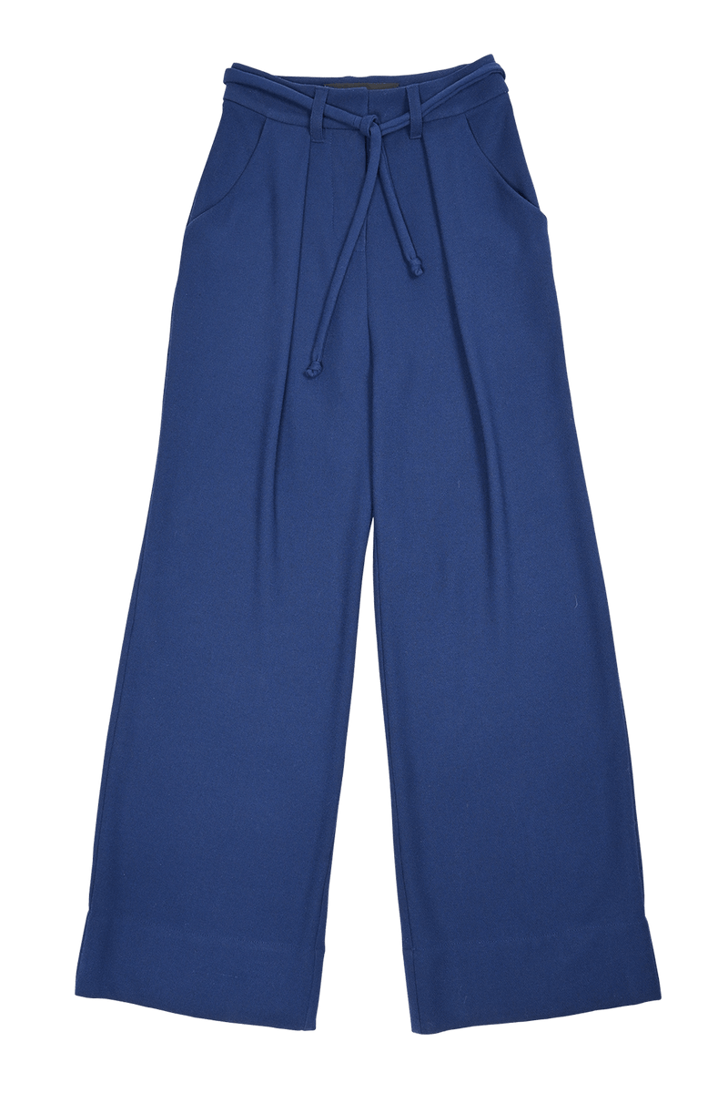 High-rise pants with pleats and wide legs