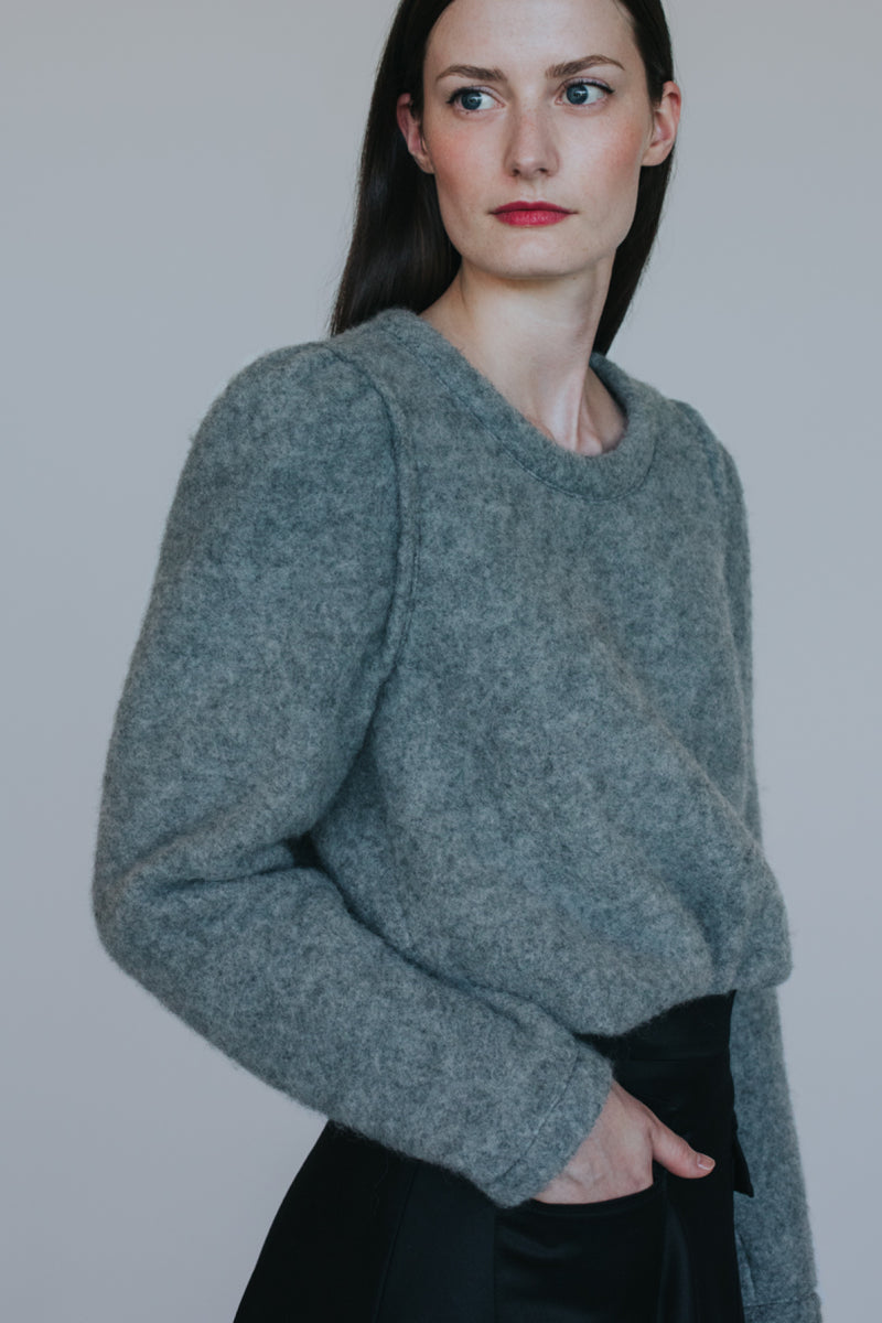 Pullover Helene mit Puffärmel aus reinem Wollfleece
