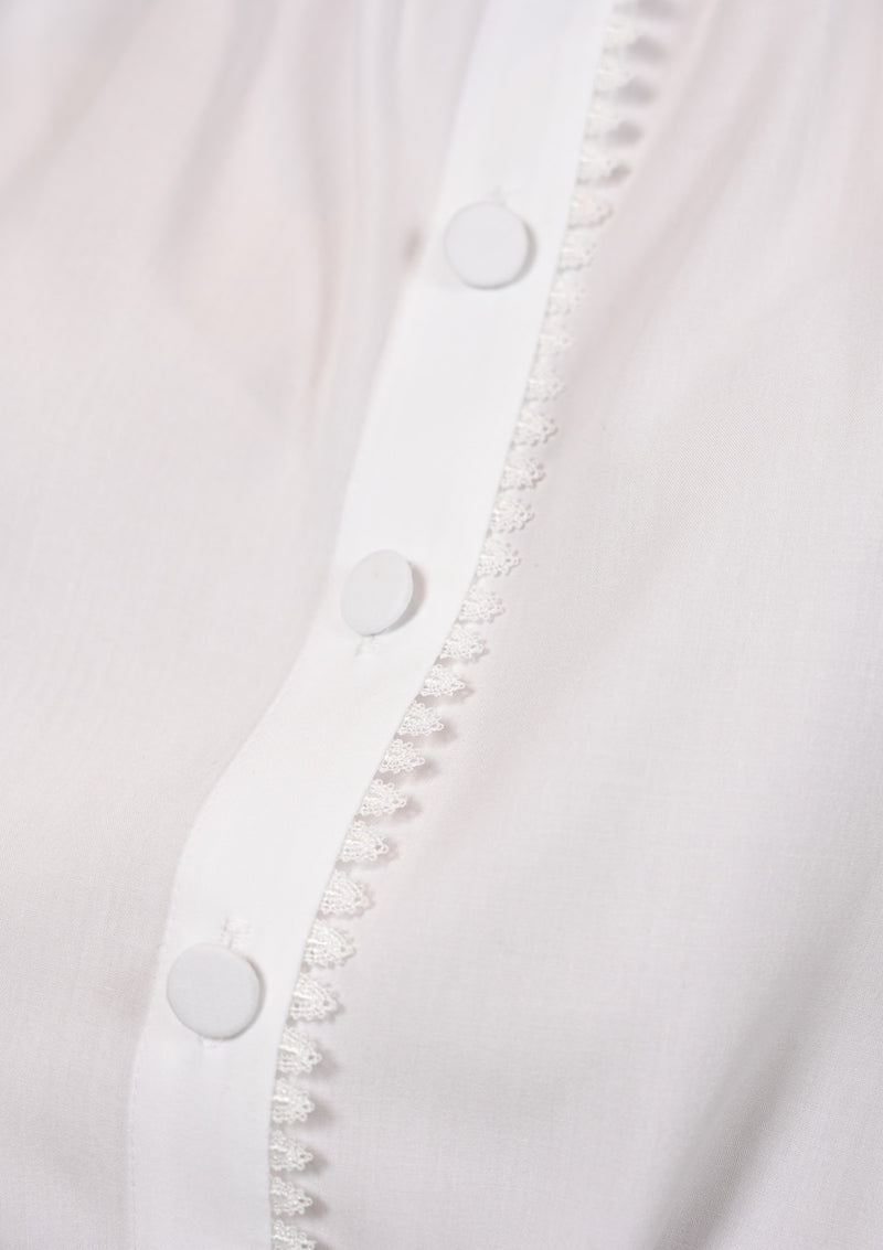 Kurzärmelige Bluse aus Baumwolle mit Spitze Weiß